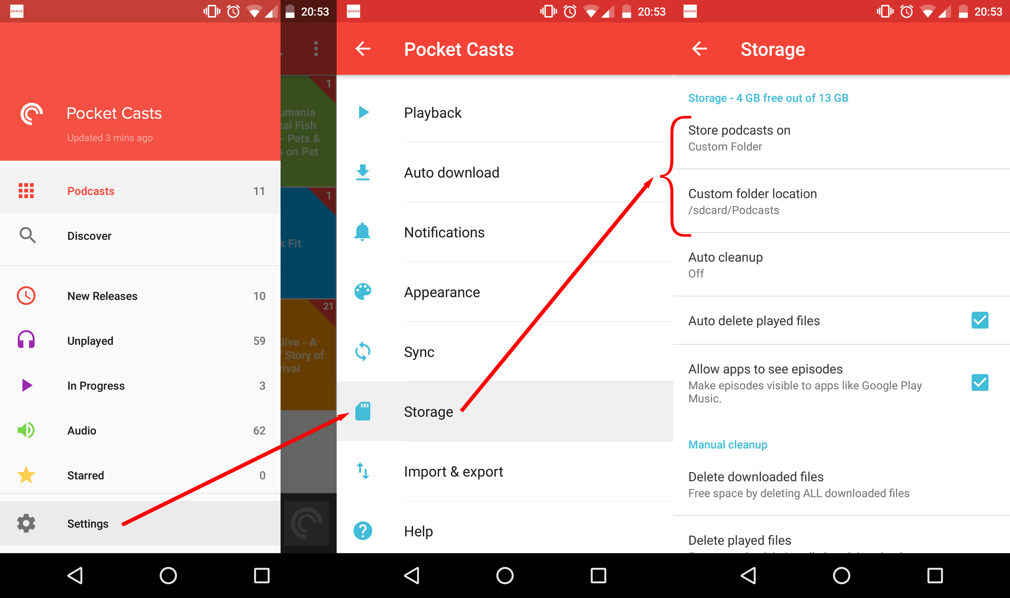 pocket casts app podcast art keeps disappearing on android