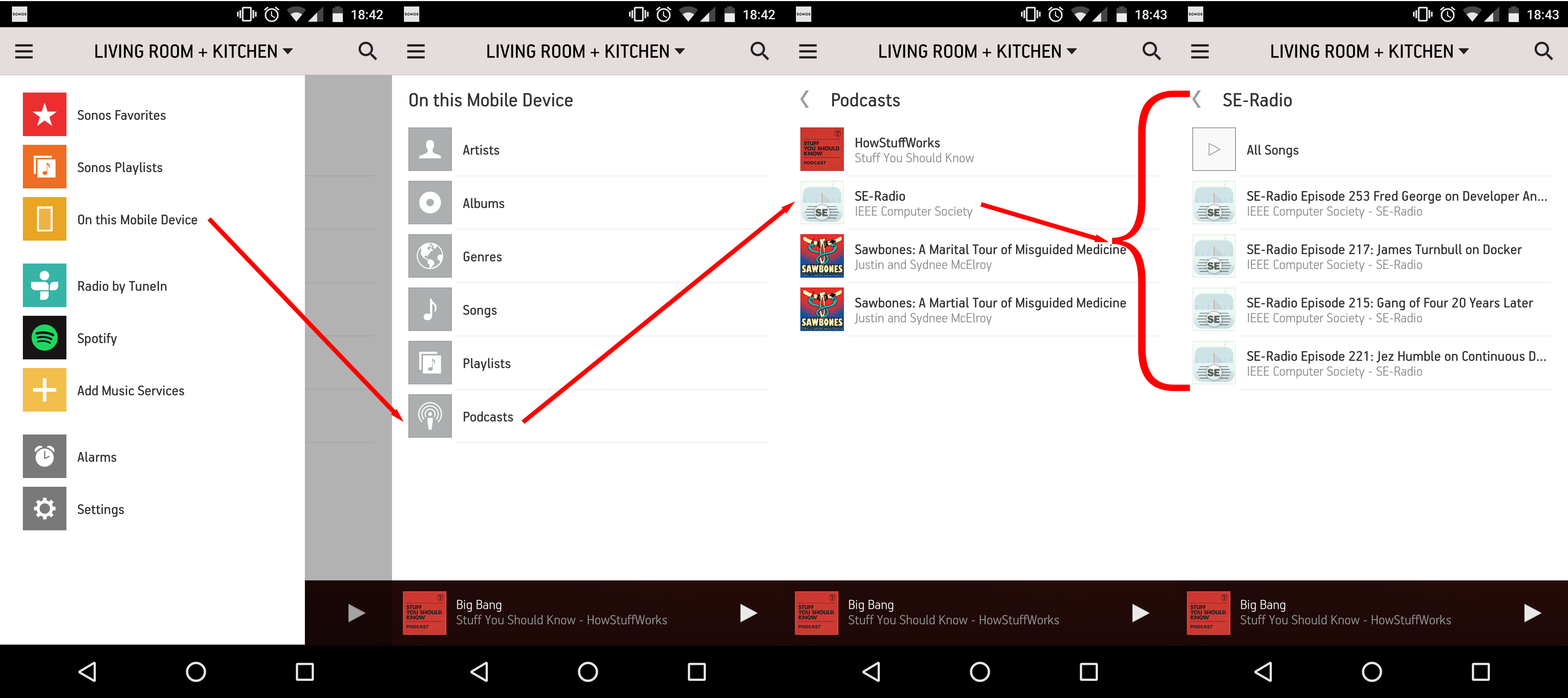 pocket casts sonos